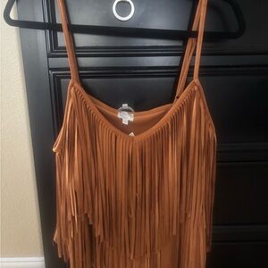 Blue Rain Caramel fringe western tank top